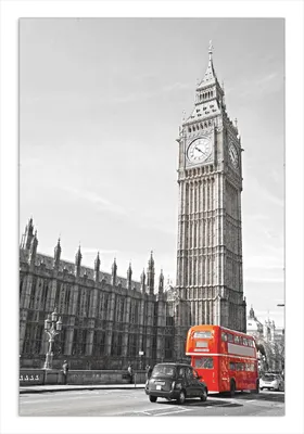 Produktbild von Wallario Wandbild London Red Bus, Größe: 61 x 91,5 cm, Poster mit rahmenlosen Bildhalter