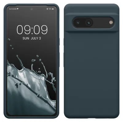 Produktbild von kwmobile Handyhülle für Google Pixel 7 Hülle, für Pixel 7 Case - Hülle Silikon - kabelloses Laden - Dunkler Schiefer