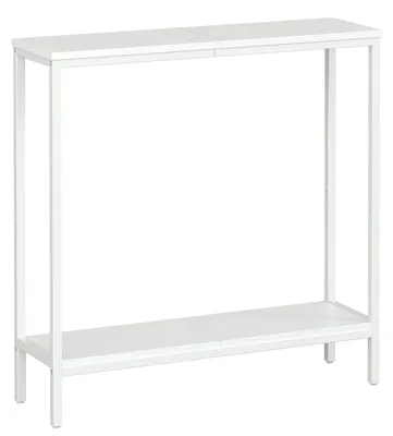 Consoletafel 75 cm, schmal, industriell, weiß, mit Ablage