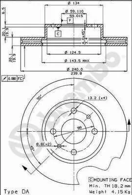 Produktbild von 2x BREMBO Bremsscheibe 09.3023.20 für FIAT Uno Schrägheck (146_) 47mm 240mm