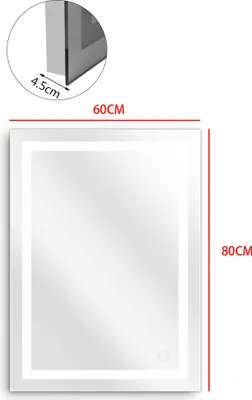 Image de Miroir de salle de bain LED miroir mural 60*80 cm blanc froid éclairé