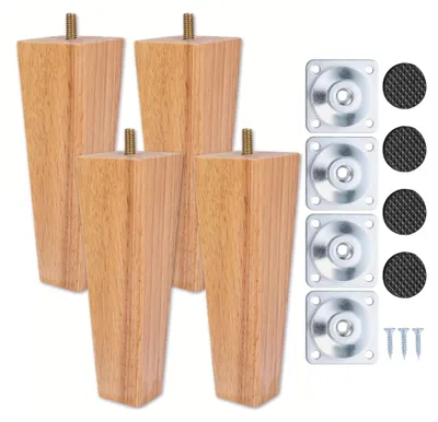 Produktbild von Möbelbeine 10 cm - Holzbeine - Set mit 4 Stück - Robust und langlebig - Keine Beschädigung des Bodens - Glänzende Oberfläche