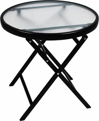 Obrázek produktu pro Odkládací stolek se skleněnou deskou, černý, Ø 45 cm, ocel