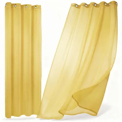 Image de Rideau de douche transparent Beautex Gardine, disponible avec fixation à volants ou à œillets, dimensions et couleur au choix, 140x240 cm, jaune