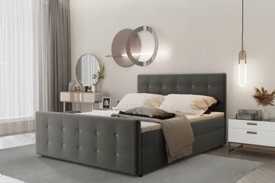 Zdjęcie produktu dla Łóżko kontynentalne AMOR z materacem 160x200 tkanina Soro ciepły szary