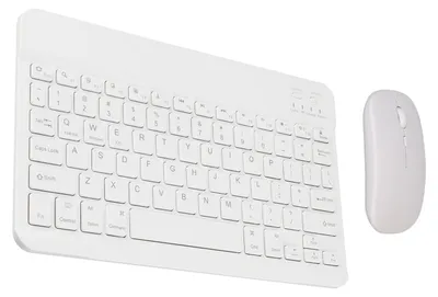 Zdjęcie produktu dla Zestaw klawiatury i myszy – bezprzewodowy zestaw klawiatury i myszy Bluetooth; przenośny zestaw klawiatury i myszy do komputerów stacjonarnych i laptopów; kolor: biały