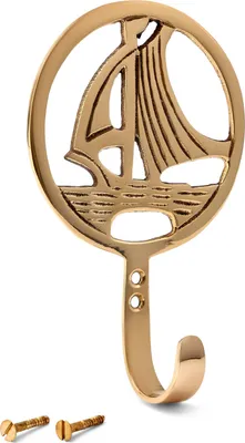 Produktbild von Maritim Haken Boat aus Messing gold 8,5x13,5x3cm Kleiderhaken Deckenhaken