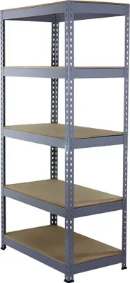 Immagine prodotto di Monster Racking Q-Rax: scaffale per garage, scaffale per cantina, scaffale per magazzino, scaffale per officina, scaffale per carichi pesanti, scaffale industriale, scaffale in acciaio, scaffale in acciaio con 5 ripiani, 90 cm L x 50 cm P x 182,5 cm A, scaffale per magazzino, grigio