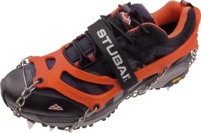 Produktbild von STUBAI Grödel für Wander-Schuhe | MOUNT TRACK orange, Größe L  Antirutsch-Schuhkrallen aus Edelstahl für Winter, Rutschfeste Spikes für Schuhe, Wandern, Schnee, Outdoor