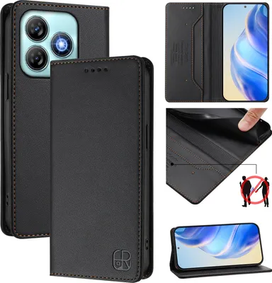 Immagine prodotto di Custodia in pelle per ZTE Blade A75 4G, flip case con slot per carte, portafoglio e supporto Nero
