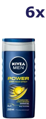 Produktbild von 6x Nivea Douchegel Men - Power Fresh 250 ml