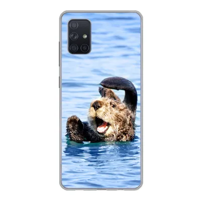 Produktbild von MuchoWow® Handyhülle Schutzhülle Hülle für Samsung Galaxy A71 Seeotter - Lustig - Wasser - Kinder - Jungen - Mädchen - Kind Silikon Softcase Handy Hülle - Kartenbesitzer