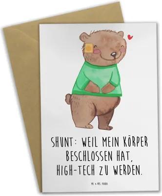 Produktbild von Mr. & Mrs. Panda Grußkarte Bär Shunt - Weiß - Geschenk, einladungskarten, glückwunschkarten, Grußkarten, osterkarten, weihnachtskarten, hochzeitskarten