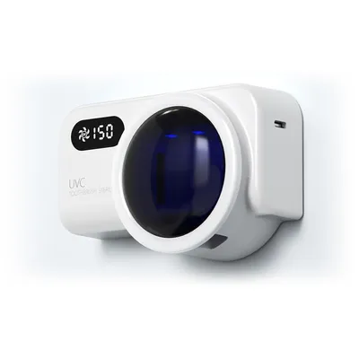 Produktbild von Wandmontierter Zahnbürstenhalter fürs Badezimmer, mit Selbstreinigungsfunktion und 30-minütiger Lufttrocknung, LED-Display, für 2 Zahnbürsten