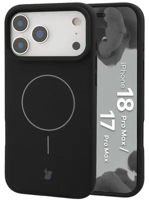 Produktbild von Silikon Handyhülle mit Magnetring für iPhone 18 Pro Max /  17 Pro Max, Bizon Soft Case Magnetic, Schwarz