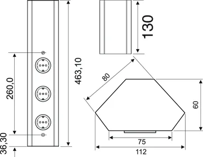 Produktbild von MIRA ECK 1 Eck-Steckdosenelement 3-fach aus Edelstahl - Deutsche Norm / Steckdosen / Steckdosenleiste
