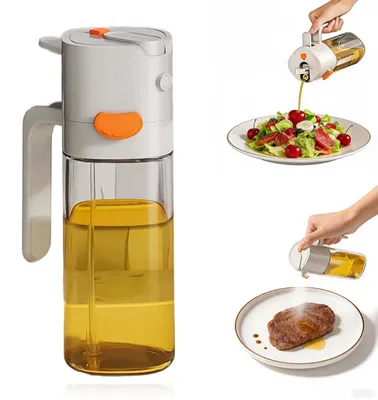 Ölsprüher 2-in-1, 500 ml, Glas, anti-tropf, grau