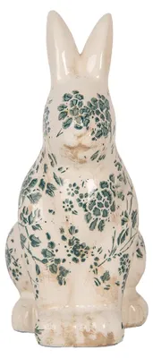 Imagen del producto de Clayre & Eef, figura decorativa de conejo, 13x10x21 cm, color beige, cerámica