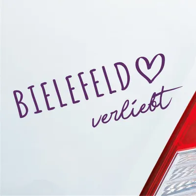Produktbild von Auto Aufkleber Bielefeld verliebt Herz Stadt Heimat Liebe Car 19x7 cm Lila Sticker Heckscheibenaufkleber