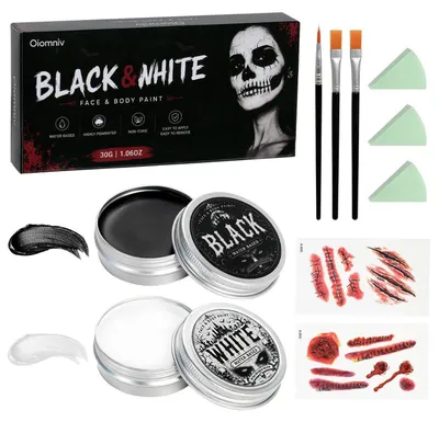 Obrázok produktu pre Sada farieb na líčenie – čierna a biela – na karneval alebo Halloween