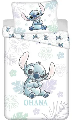 Produktbild von Jerry Fabrics JERRY FABRICS Leinen inklusive Lilo und Stitch Ohana Weiß Baumwolle, 140/200, 70/90 cm