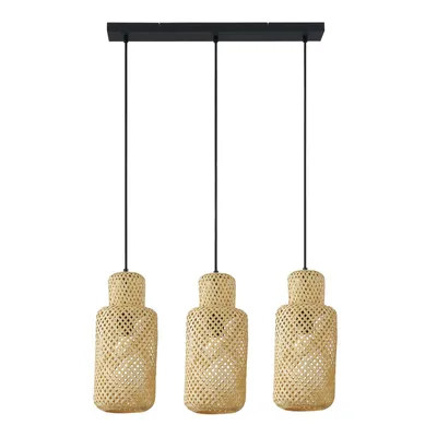 Produktbild von Lindby Hängeleuchte Venora, länglich, 3-flg., 15 cm, Bambus