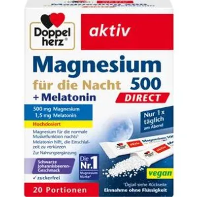 Produktbild von Doppelherz Mag.500 für die Nacht+Melatonin Direct 20 St