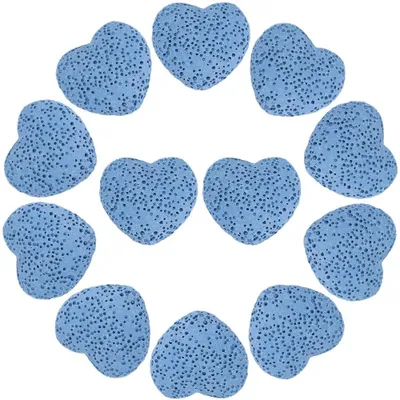 Immagine prodotto di 24 perline a forma di cuore in pietra lavica blu, ideali per la creazione di gioielli