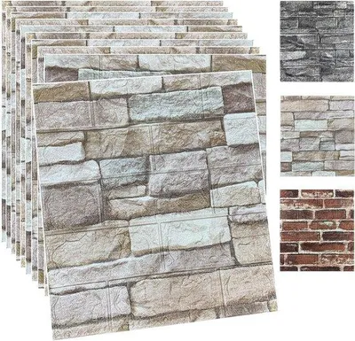 Zdjęcie produktu dla Zestaw samoprzylepnych paneli ściennych z pianki, fasady betonowe 3D, samoprzylepne, panele ścienne imitujące kamień, samoprzylepna dekoracja ścienna (20 sztuk, kolor kamienia)