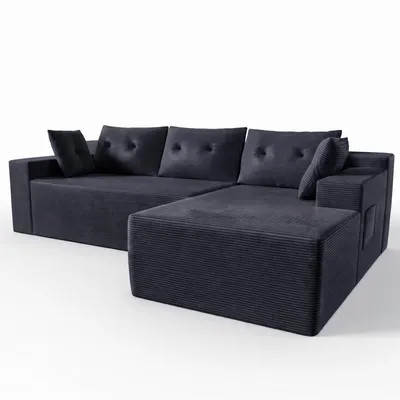 Produktbild von GLP Modulares Ecksofa 256 cm aus Cord, 4-Sitzer mit Chaiselongue rechts, Taschenfederkern, 5 Kissen, Seitentaschen, vakuumverpackt & montagefrei