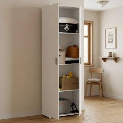 Produktbild von Dmora Mehrzweckschrank 2 Türen Weiß 61x190cm, 3 Regale
