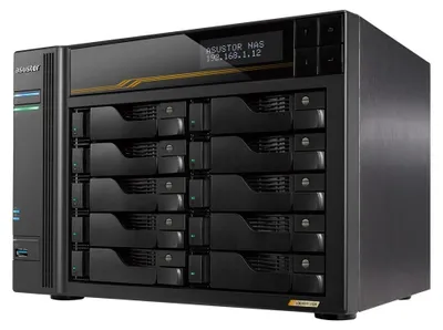 Produktbild von Asustor Lockerstor 10 Gen3 AS6810T NAS 10 Bay AMD Ryzen Quad-Core 2.3 GHz 16GB ECC DDR5 4x M.2 NVMe 2x 5GbE 2x 10GbE USB4 Ohne Festplatten
