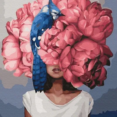Produktbild von NORIMPEX Diamantov malovin Frau mit Blumenkopf und blauem Druck 30x40cm