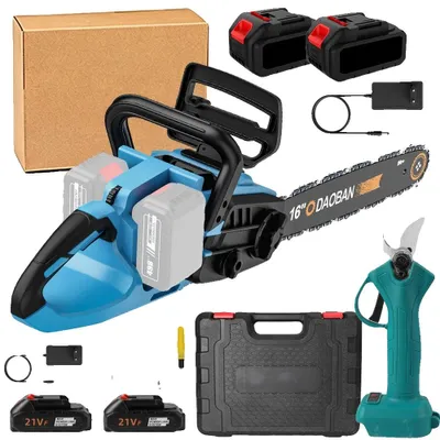 Image de Scie à chaîne électrique, moteur sans balais, batterie rechargeable, 25 mm - 16 pouces