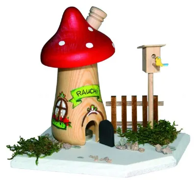Produktbild von Drechslerei Kuhnert - Bastelset Räucherhaus Pilz - Größe ca. 12cm, für Räucherkerzen Größe M (Standard) - 10107
