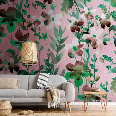 Immagine prodotto di Profhome 382731-GU Carta da parati in tessuto non tessuto fiori verde opaco rosa bianco marrone 3,71 m x 2,8 m