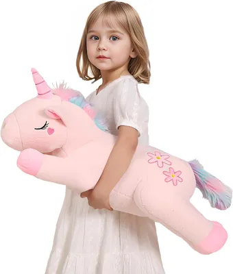 Immagine prodotto di Peluche a forma di unicorno, 60 cm, rosa, per bambini, cuscino in peluche