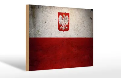 Produktbild von Holzschild Flagge Polen, 30x20 cm, Holzschilder Fahne Nationalität