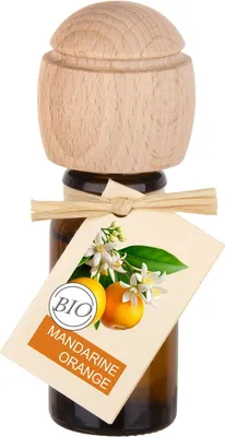 Produktbild von Piccolino Duftöl – Handgefertigt mit Buchenholzverschluss | Ätherische Öle Mandarine Orange 10 ml