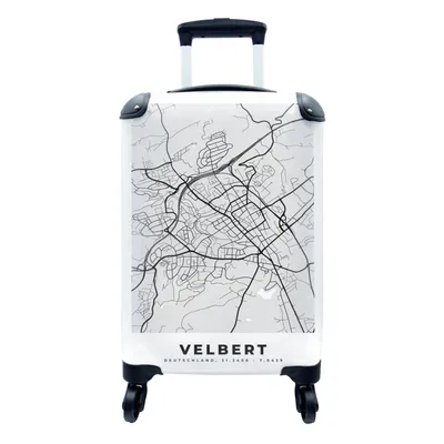 Produktbild von MuchoWow® Koffer Handgepäck Trolley Rollkoffer Kleine Reisekoffer mit 4 Rollen - Karte - Velbert - Karte - Deutschland - Cabin Size < 55x40x23 cm & 55x40x20 cm - Fotokoffer - Kabinenkoffer - Boardgepäck - Reise-Box - Reisekoffer - Reisegepäck - Koffer mit Bild - Trolley für Kinder