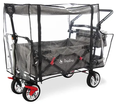 Produktbild von Klappbollerwagen 'AddPlus' mit Bremse, grau meliert, inkl. Regenschutz