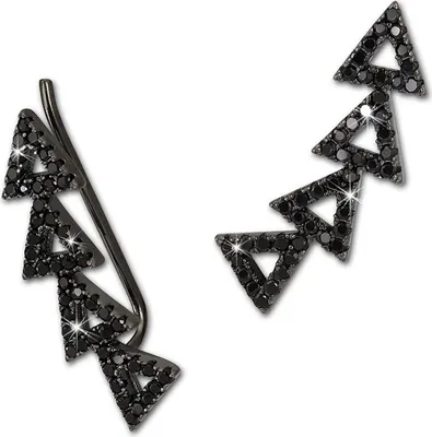 Produktbild von SilberDream geschwärzt Ear Cuff Dreiecke Zirkonia 925 Silber Ohrklemmen GSO426S