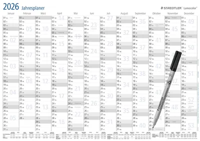 Produktbild von STAEDTLER Lumocolor Jahresplaner – A3, Wandkalender, abwischbar