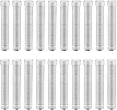 Zdjęcie produktu dla Probówki laboratoryjne wykonane z przezroczystego tworzywa PP, 20 sztuk, wysokość 9,5 cm, średnica 1,5 cm, pojemność 10 ml