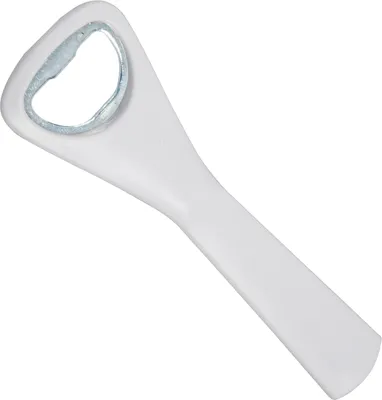 Produktbild von Flaschenöffner im handlichen Format mit langer Griffzone / Farbe: weiß