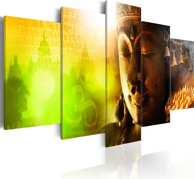 Produktbild von Modernes Wandbild h-A-0054-b-p (150x75) - 5 Teilig Bilder Fotografie auf Vlies Leinwand Foto Bild Dekoration Wand Bilder Kunstdruck BUDDHA ZEN