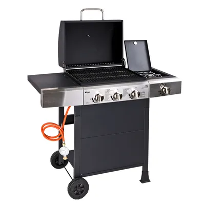 Produktbild von Gasgrill Gas Grill Grillwagen Barbecue BBQ 4 Flammen 12,6 kW 107x53x102 cm