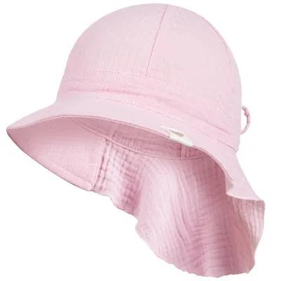Produktbild von Schirmmütze Babymütze Mädchen mit Nackenschutz Sommer Baby Musselin, Rosa, Gr. 42/44