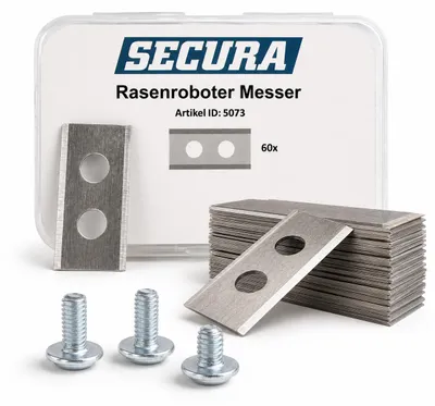 Produktbild von 60x Ersatzklingen + Schrauben SECURA für Mammotion YUKA mini, mini 2, YUKA 1000, KI-generiertes Bild