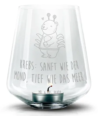 Produktbild von Mr. & Mrs. Panda Teelichthalter Krebs Astrologie - Transparent - Geschenk, Kerzenhalter Glas, Tierkreiszeichen, Windlicht, Laterne, Sternzeichen, Geburtstagsgeschenk